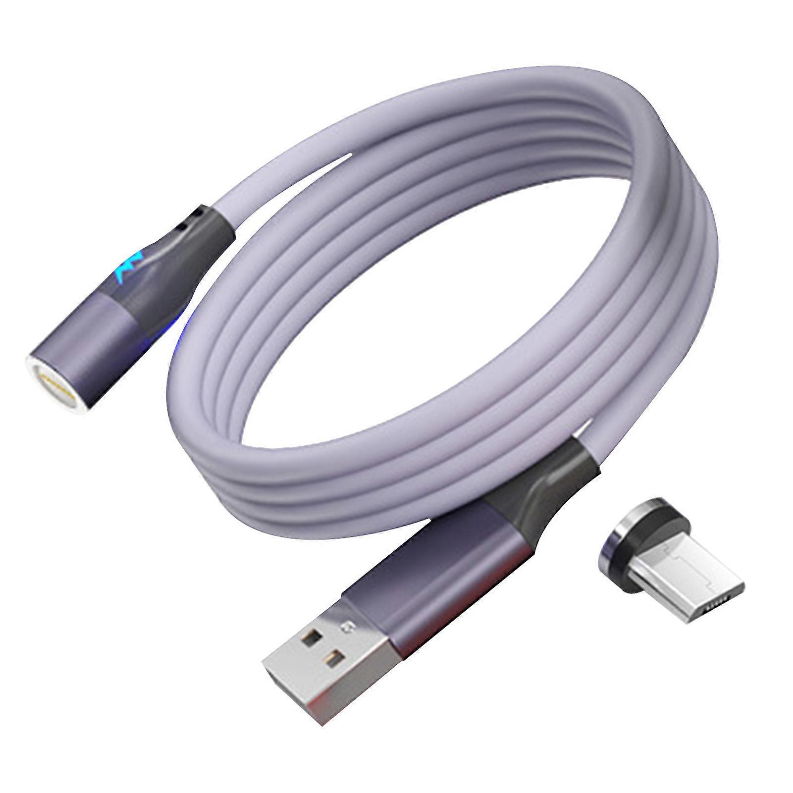 3A Liquid Silicone Magnetic Fast Charging Cable for iPhone & Micro USB - Purple, Durable