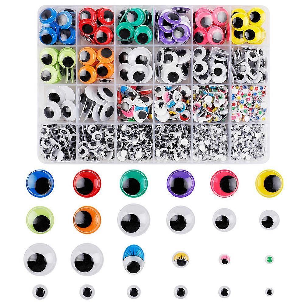 Diy Craft Eyes Self Adhesive Round Doll Eyes for Plush Animals Bears Toys Assorted Color Plastic Material 1700Pcs