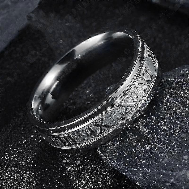 Vintage Romerske Tall Menn Rustfritt Stål Ringer