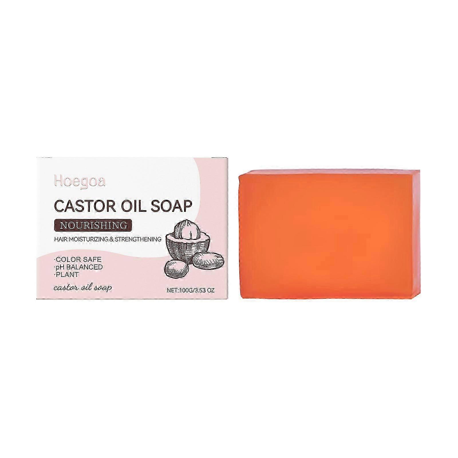Hoegoa Castor Oil Shampoo Soap Gentle Cleansing of the Scalp Naturally Fluffy, Soft, Shiny and Moisturizing Shampoo Soap