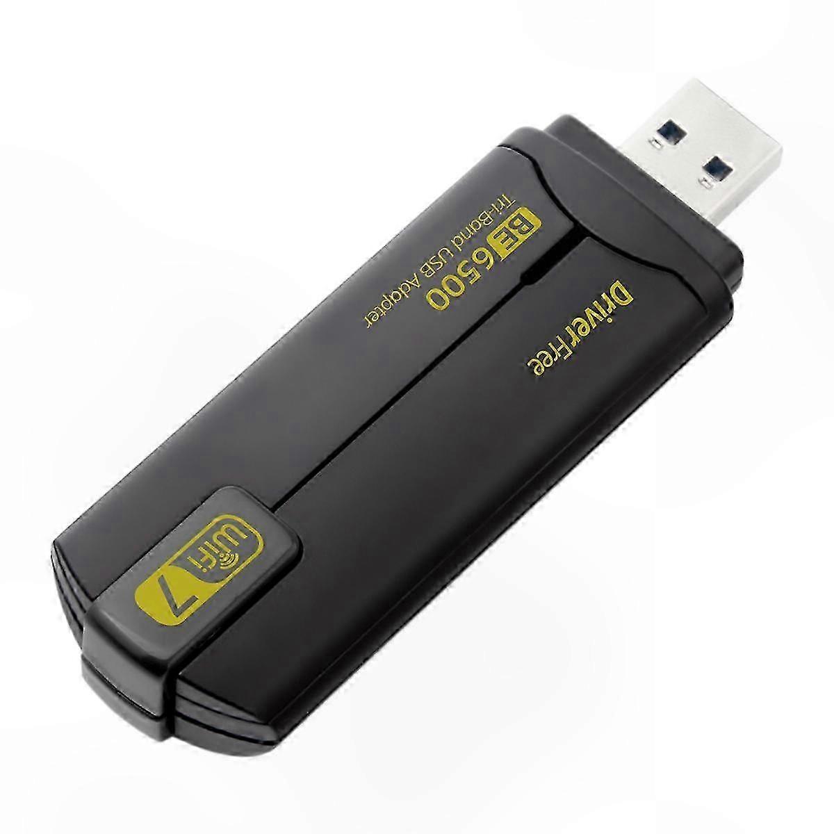 WiFi 7 USB Network Adapter - 6500Mbps Tri-Band Wireless Dongle for Windows 10/11, Compatible with 2.4G/5.8G/6GHz Standards