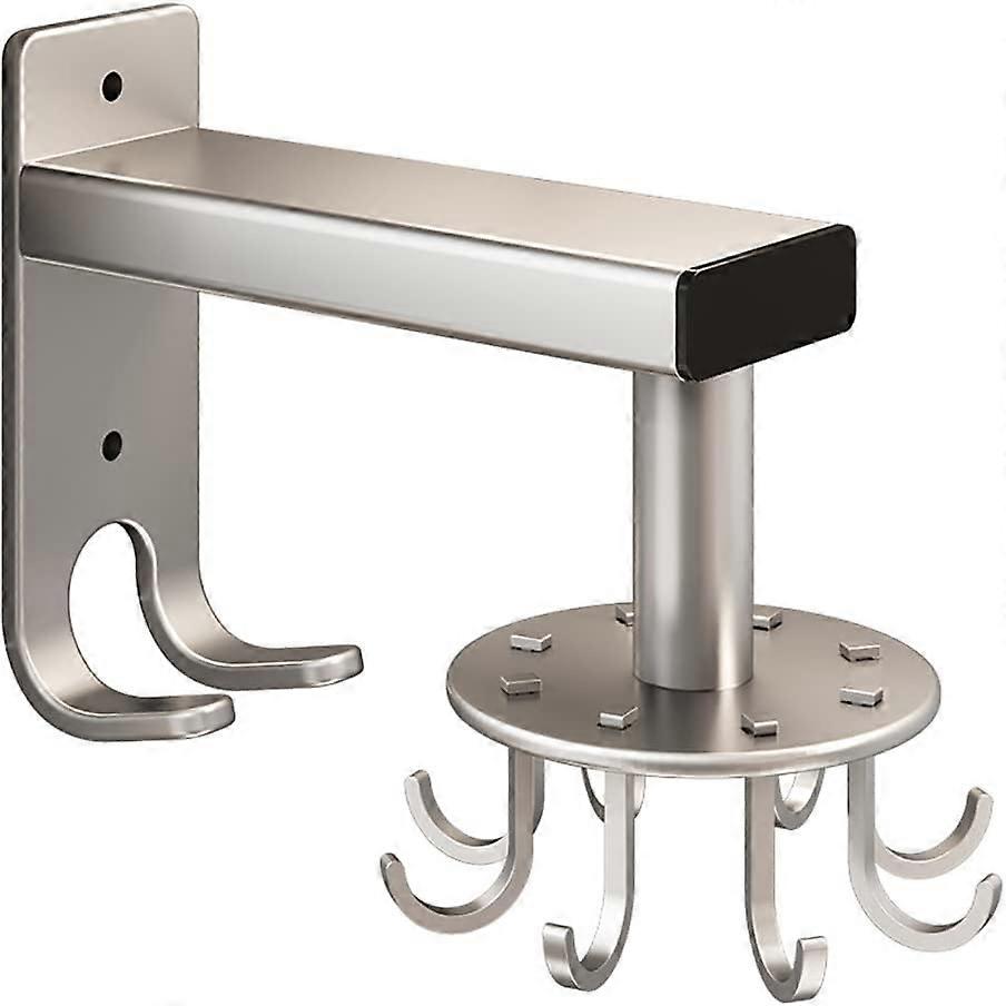 Kitchen Utensil Holder with 8 Rotating Hooks for Kitchen Bathroom Silver，Oi-FRIS