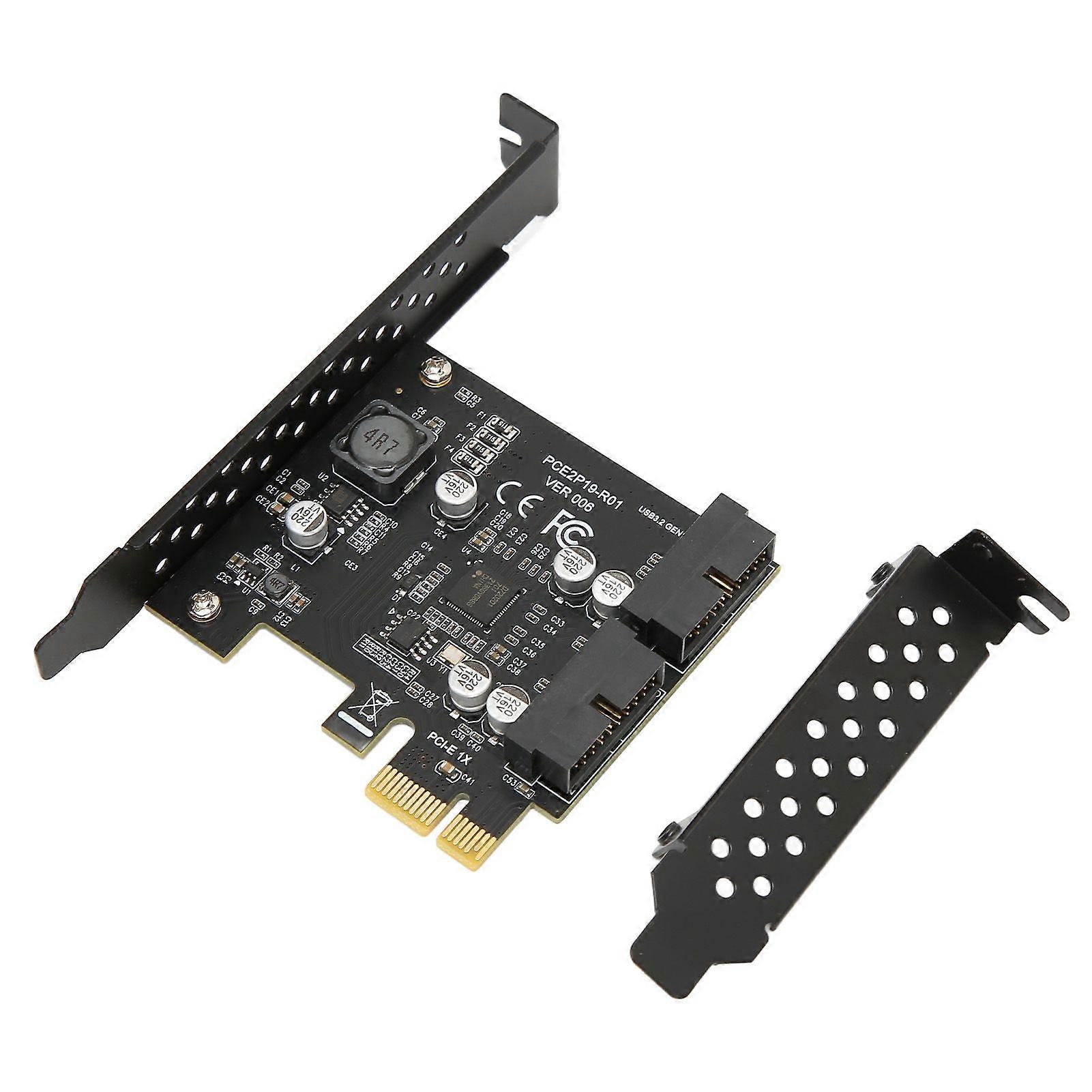 PCIE to USB 3.2 Expansion Card 5Gbps High Speed USB3.2 Front GEN1 Expansion Card Dual Port 19PIN Connector Riser Card 19PIN Black Board