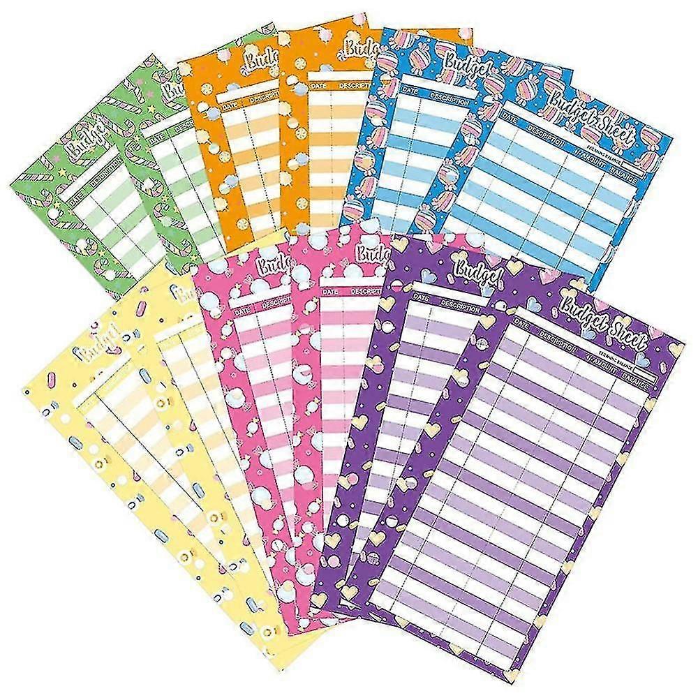 60pcs Budget Sheets Expense Tracker Paper Refill Inserts With Holes For A6 Cash Envelope, Pattern
