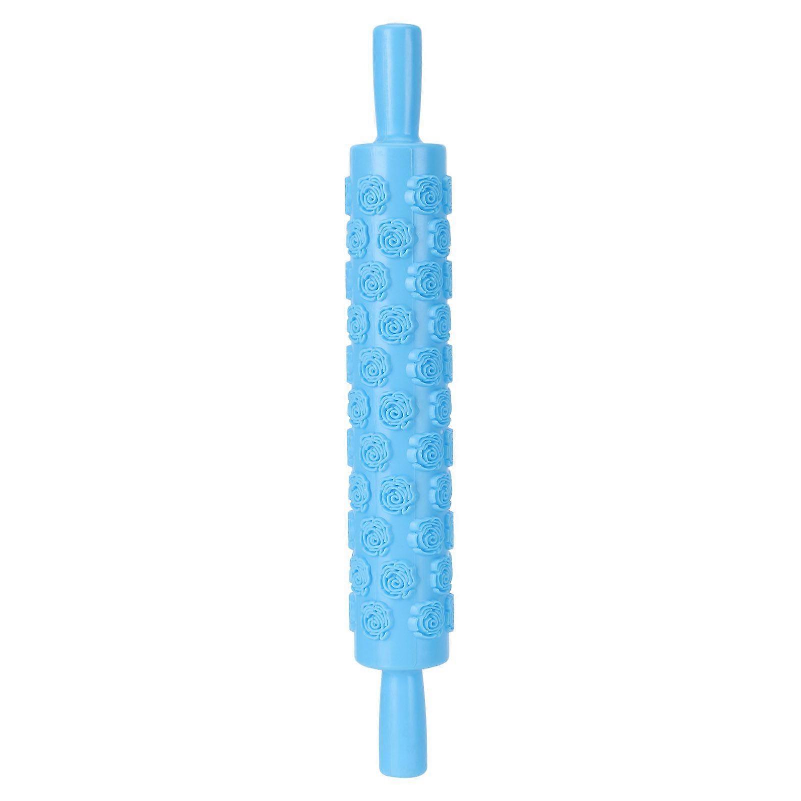Fondant Rolling Pin Tool Plastic Embossing Roller Baking Pastry Cake Decorating SuppliesRose Pattern