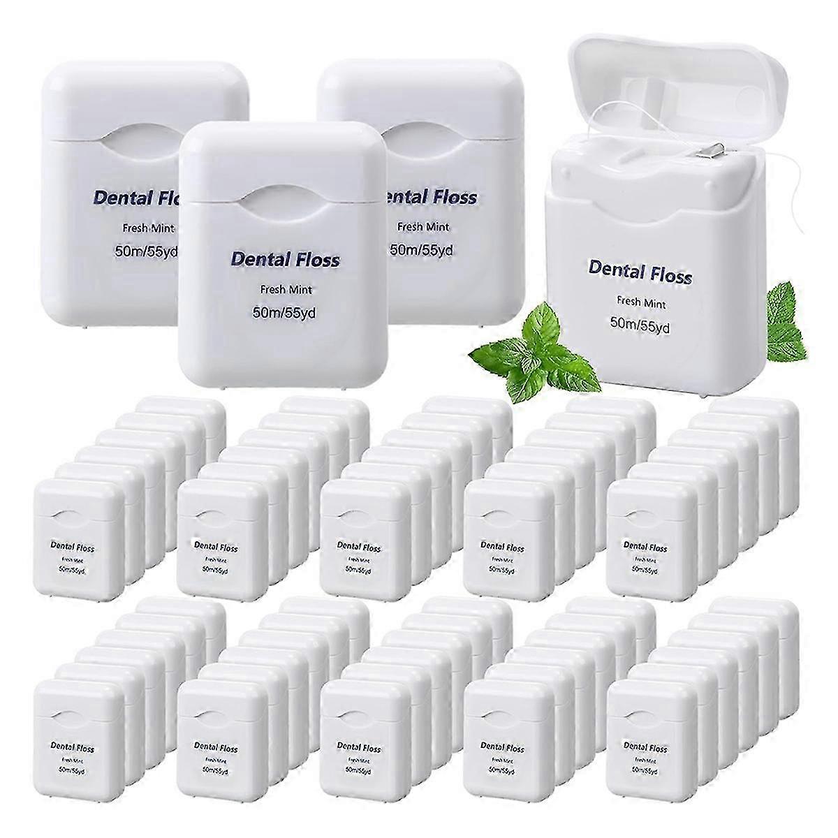 60 Pack Dental Floss Bulk Mint Flavored 50m Each Travel White