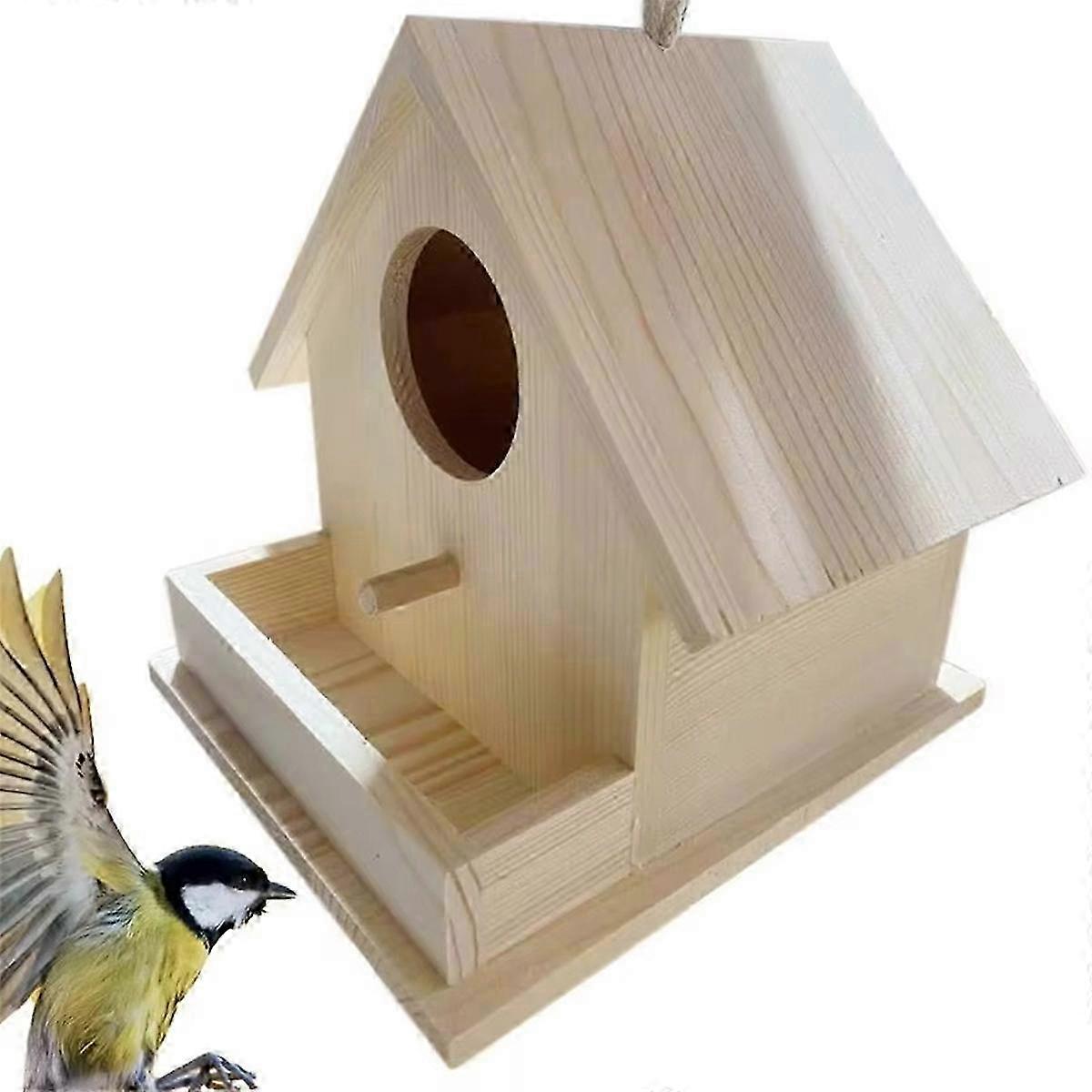 Bird Houses for Hangable Wooden Bird Feeder Box with Pole Pet Cottage