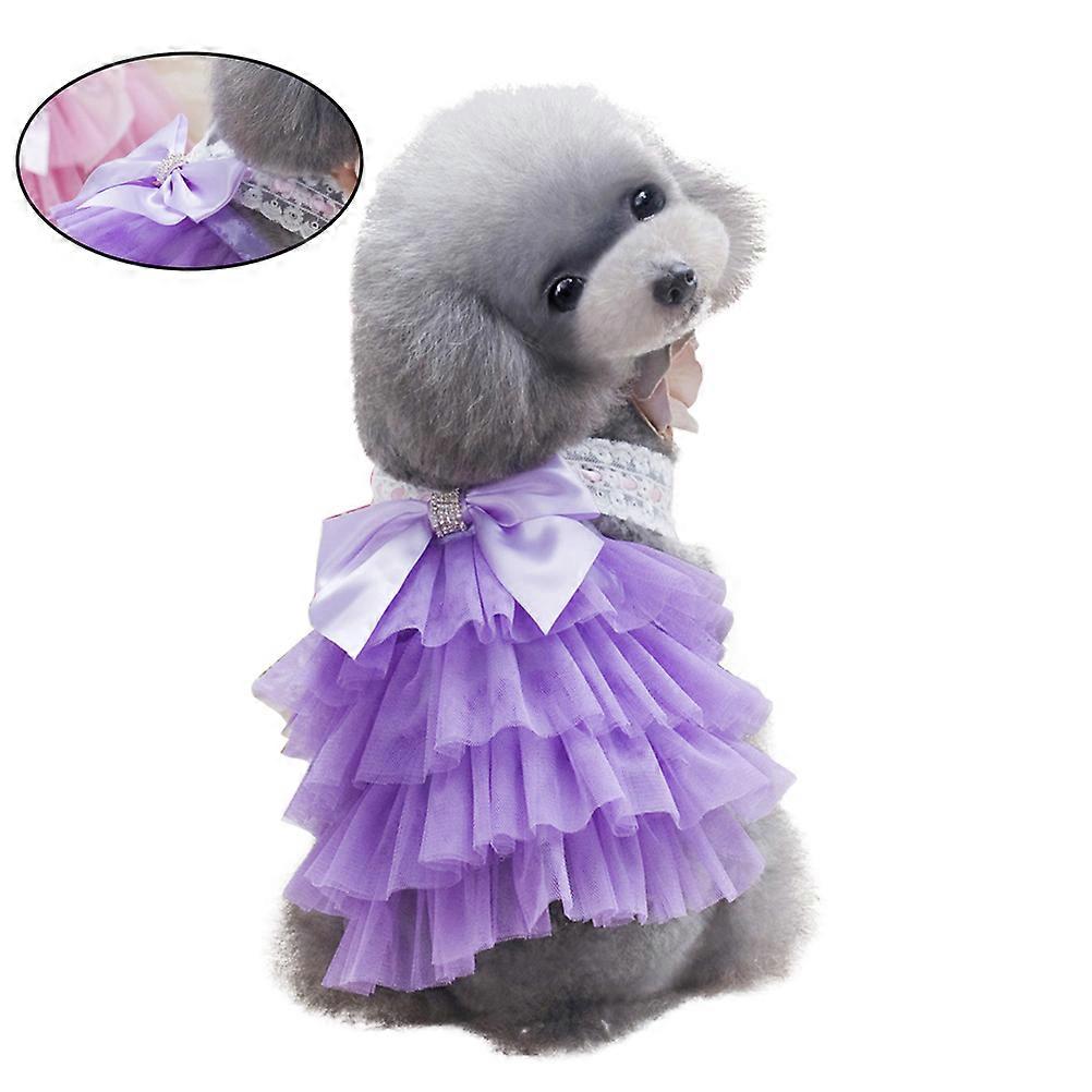 Dog Outfits Small Dog Dress Pet Apparel Purple-Xs Bowknot Design Adjustable Straps For Walking Jogging Outdoor Activities 1Set