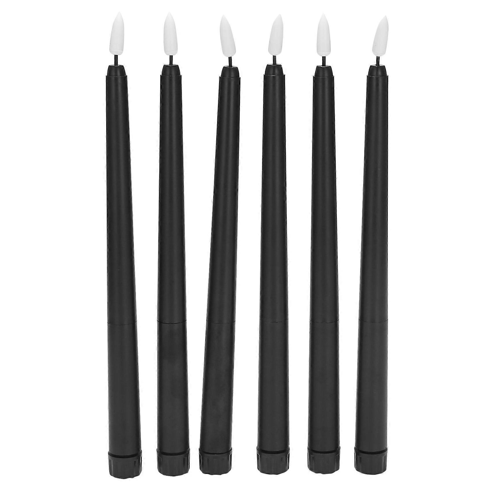 Pack of 6 Black LED Birthday Candles,Yellow Flameless Flickering Battery Operated LED Candles