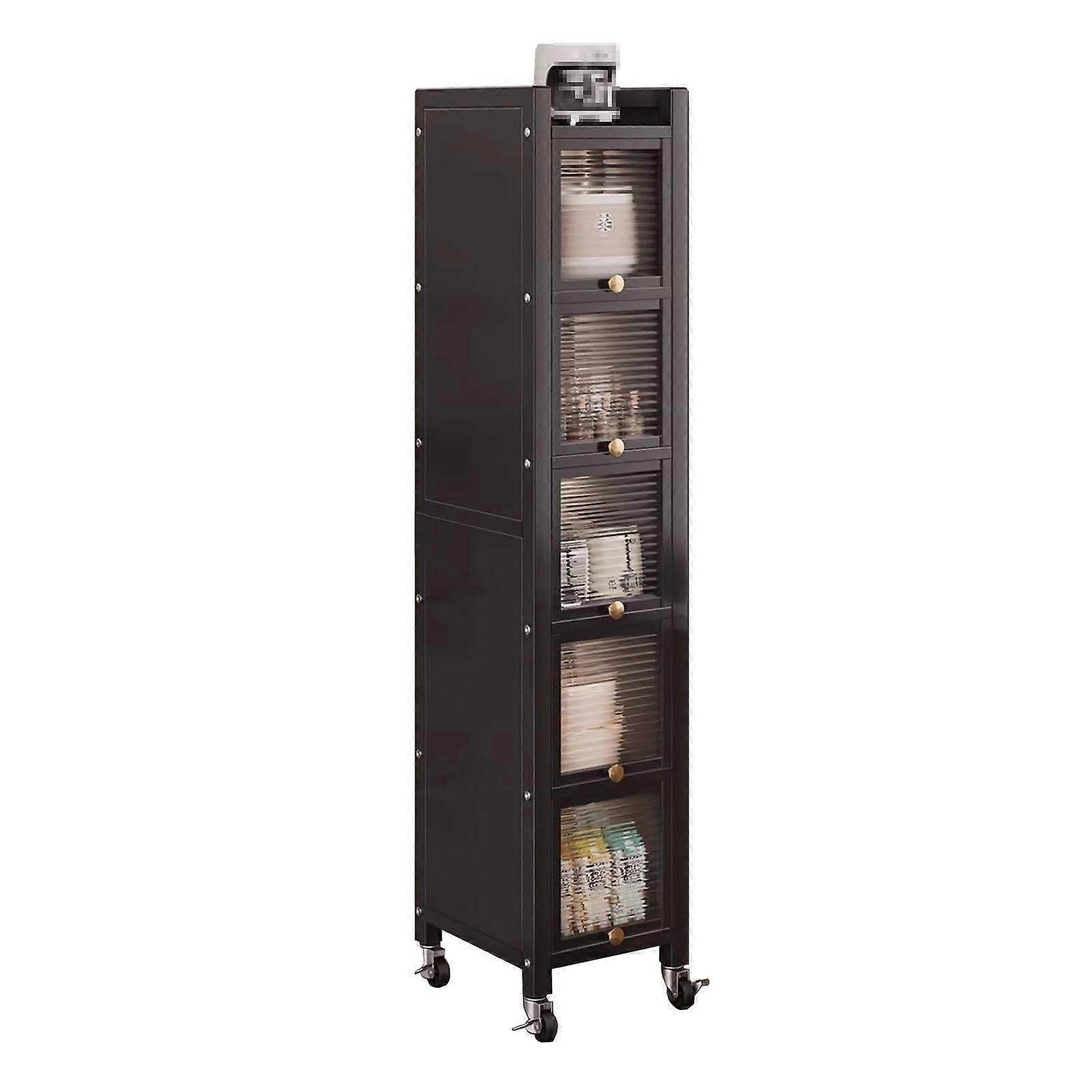 70-Inch Tall Narrow Kitchen Pantry Storage Cabinet On Wheels Freestanding Grey Storage Unit With Visible Doors 30 Cm Width