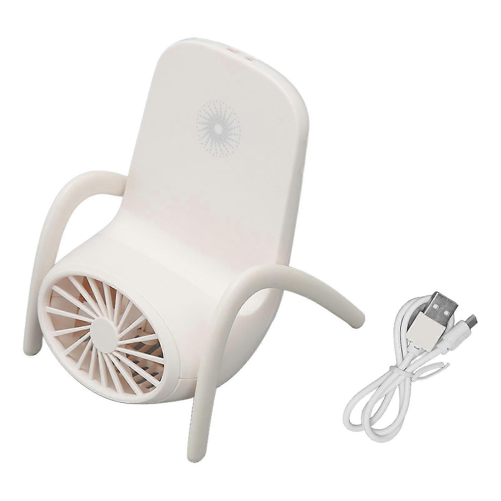 手机支架风扇 3 级可调节 USB 可充电迷你手持风扇，带耀眼的灯光，适合户外旅行白色