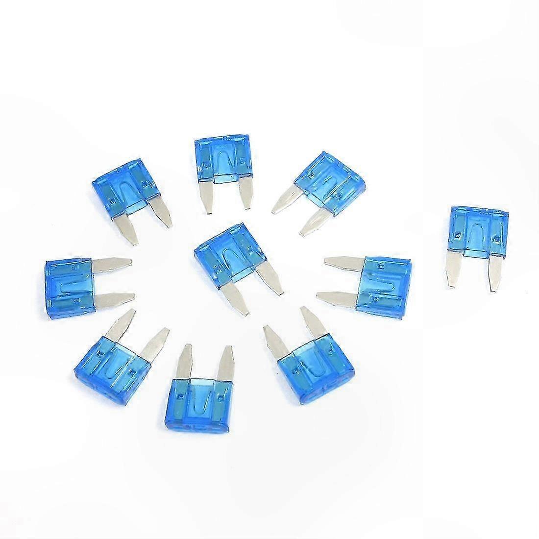 15 Amp Blue Mini Blade Fuses for Automotive Use - 10 Pack Flat Design