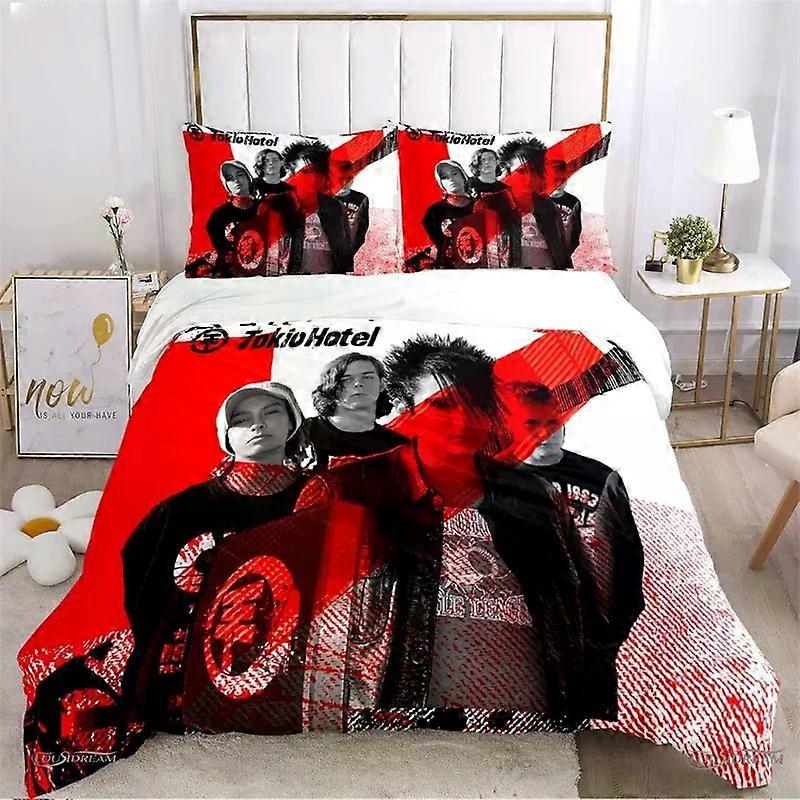 TE1605 Tokio Hotel Druk 3D Rock Band Całosezonowe poszwy na kołdrę Zestawy pościeli Miękka poszewka na kołdrę i poszewki na poduszki Pojedyncza podwójna królowa