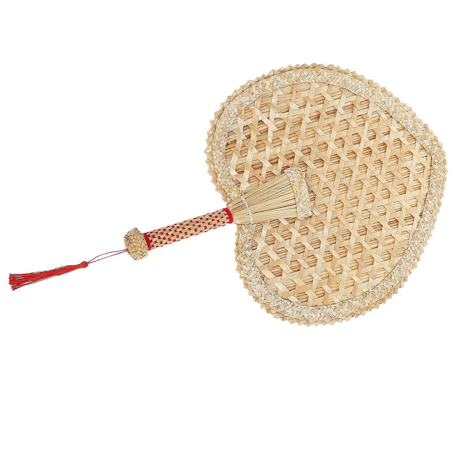 Wheat Straw Woven Fan for Summer Cooling 2Pcs Handheld Heart-Shaped Fan