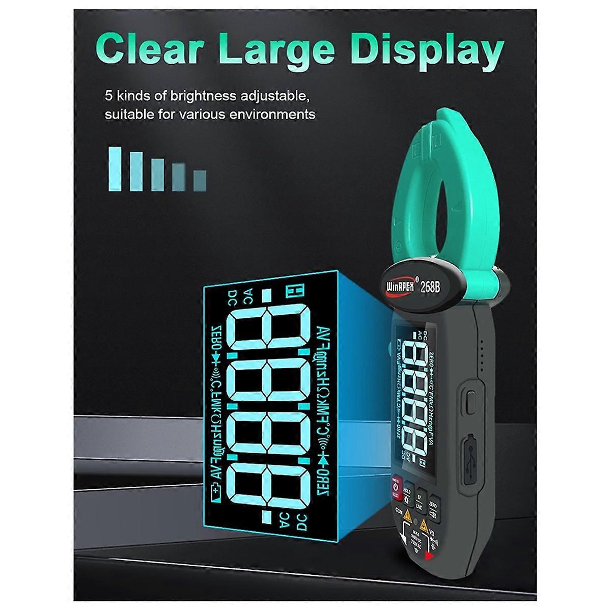 Leakage Current Detect Clamp Meter 60A AC DC Current Voltage Temp Type-C Screen Rotation NCV Multimeter