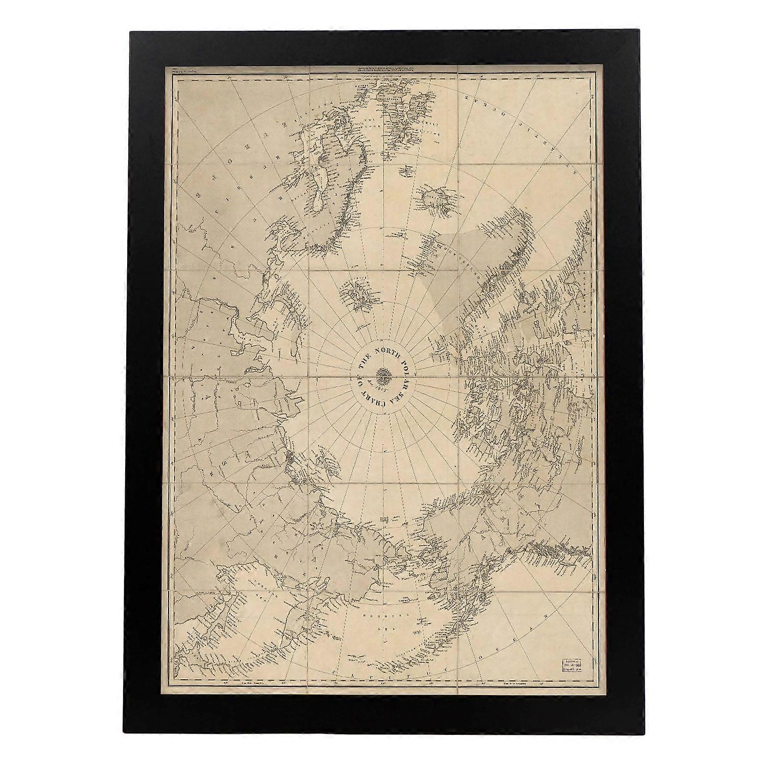 Póster Mapa Mar Ártico Norte 1855