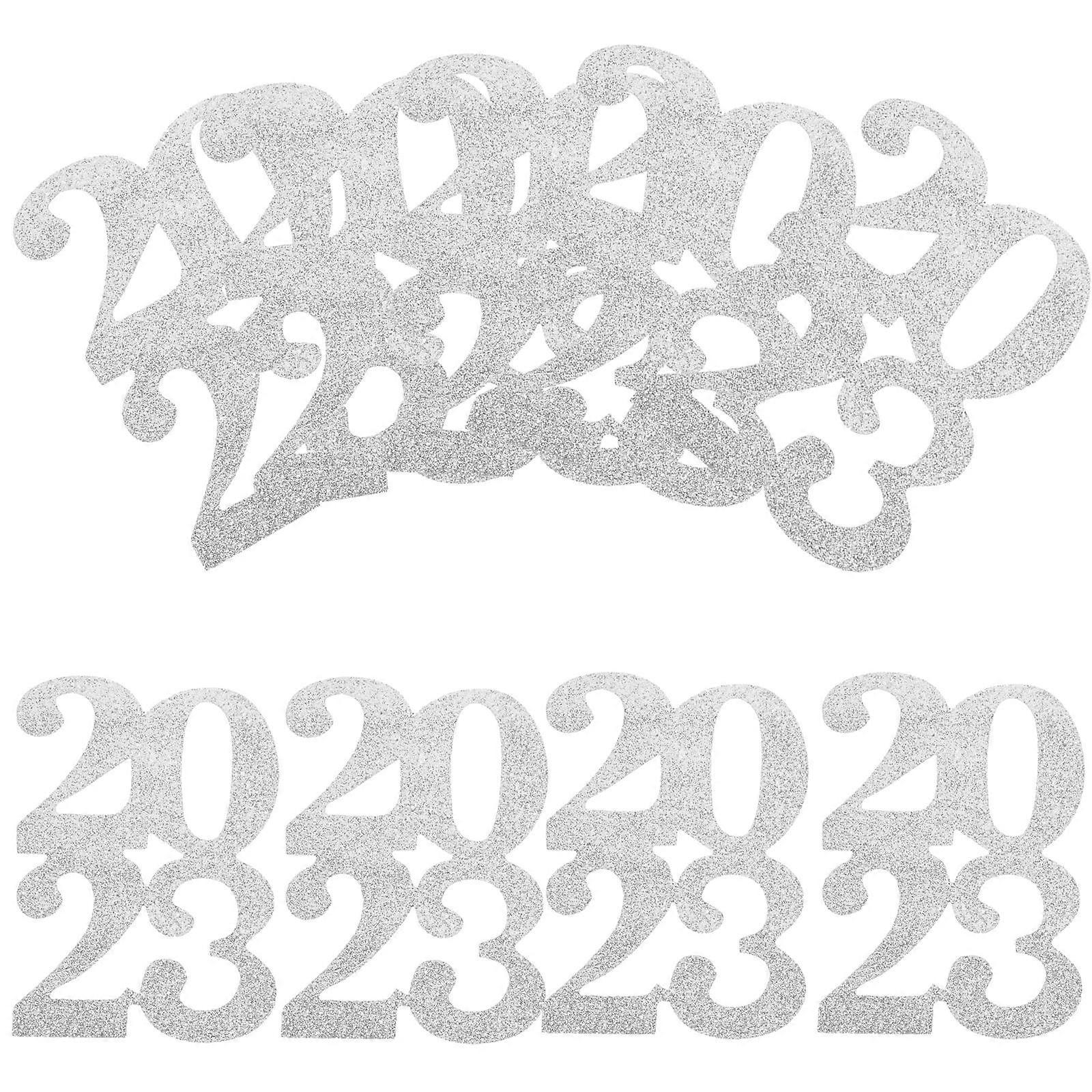 2023 Grad Party Cutouts Tags for Decoration 72Pcs Silver Glitter Design