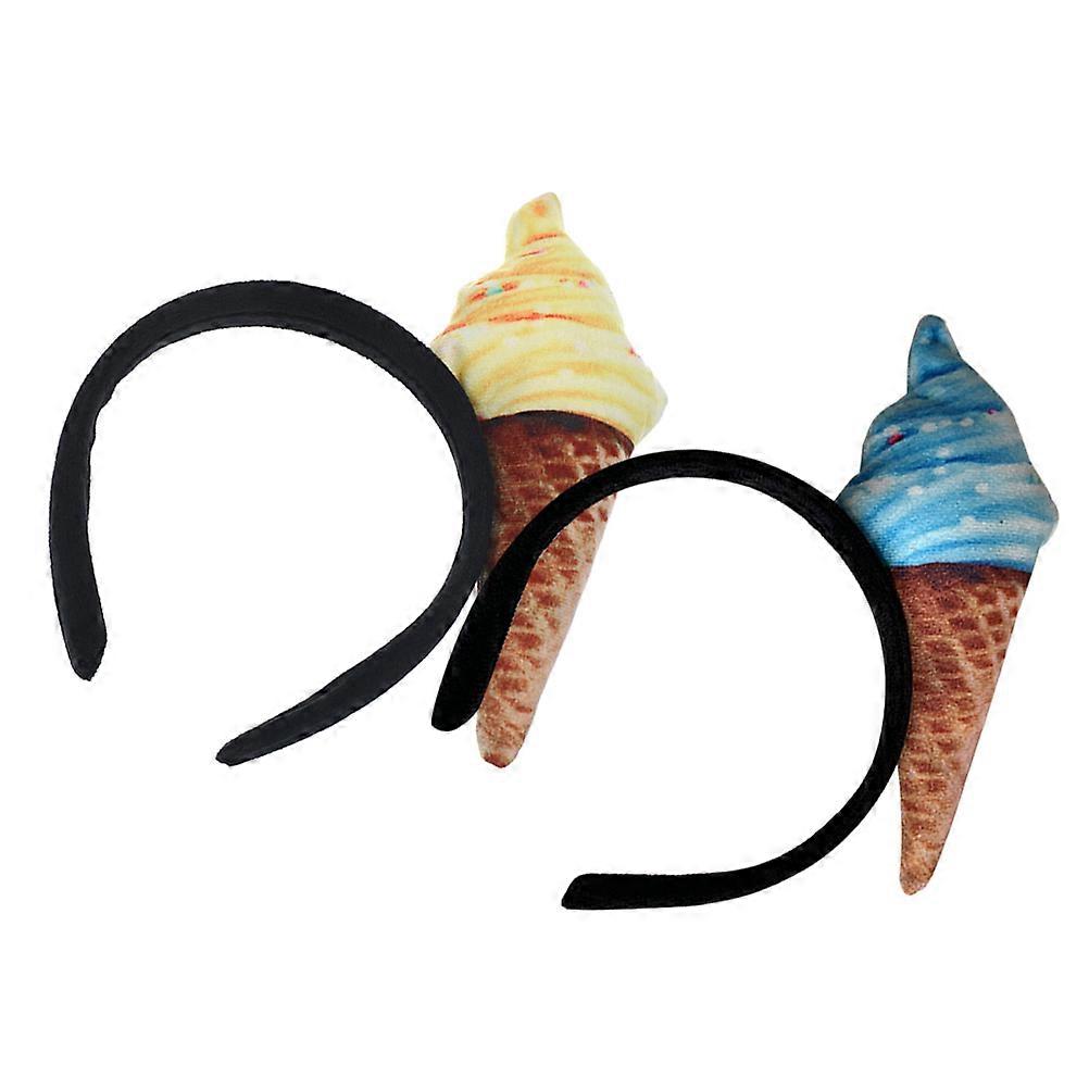 Fabric Ice Cream Headband Womens Hair Band for Styling 2Pcs Set