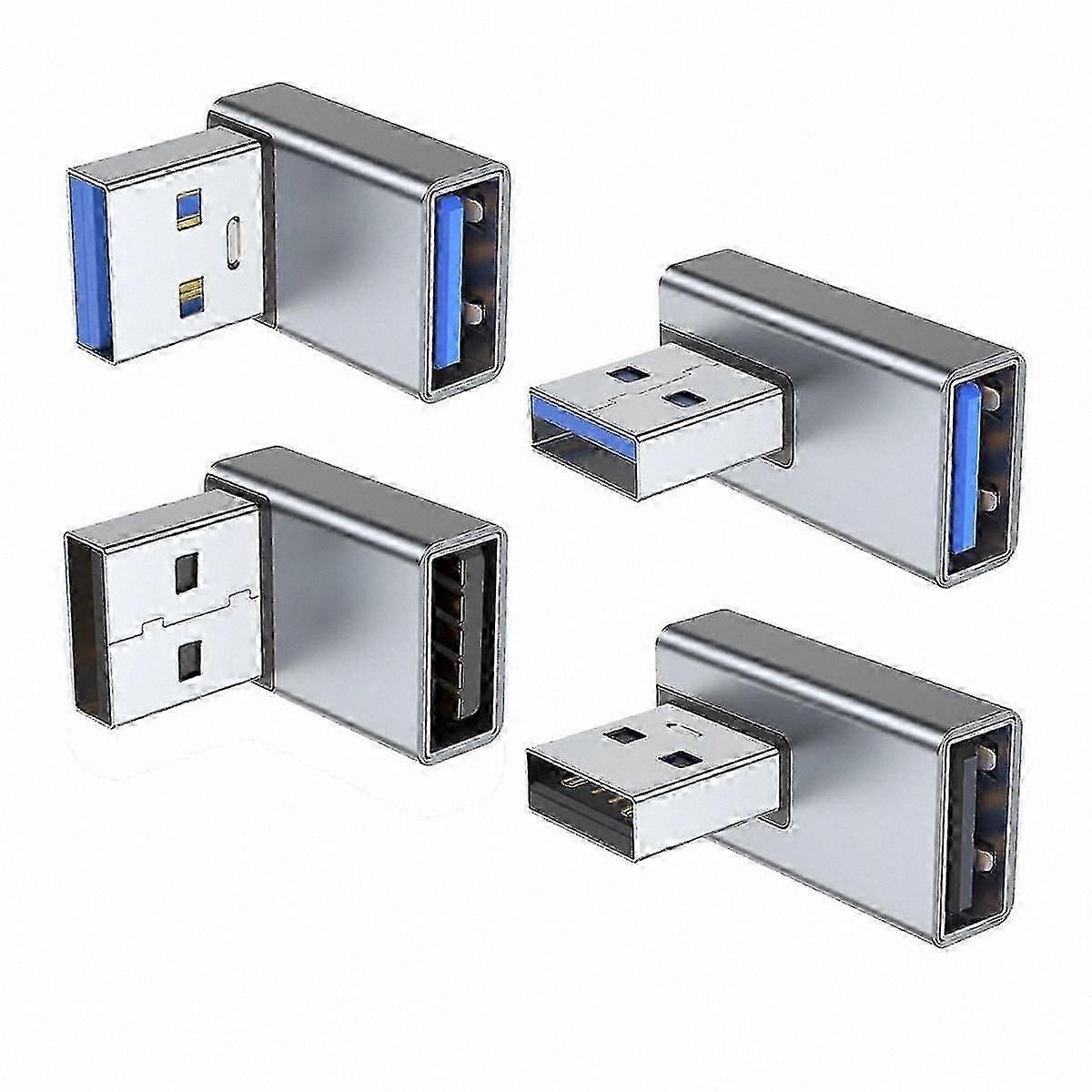4-Pack USB 3.0 Adapter, Multi-Angle USB A Male to Female Extension Converter for Up, Down, Left, Right Adjustment