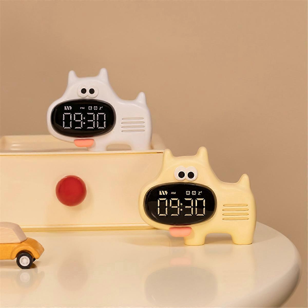 Big Nose Dog Clock with USB Charging and Alarm White