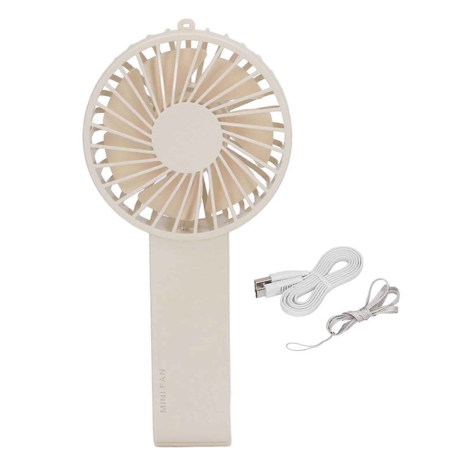 Mini Handheld Fan Foldable Portable Fan USB Rechargeable Fan For Home Office Travel Beige