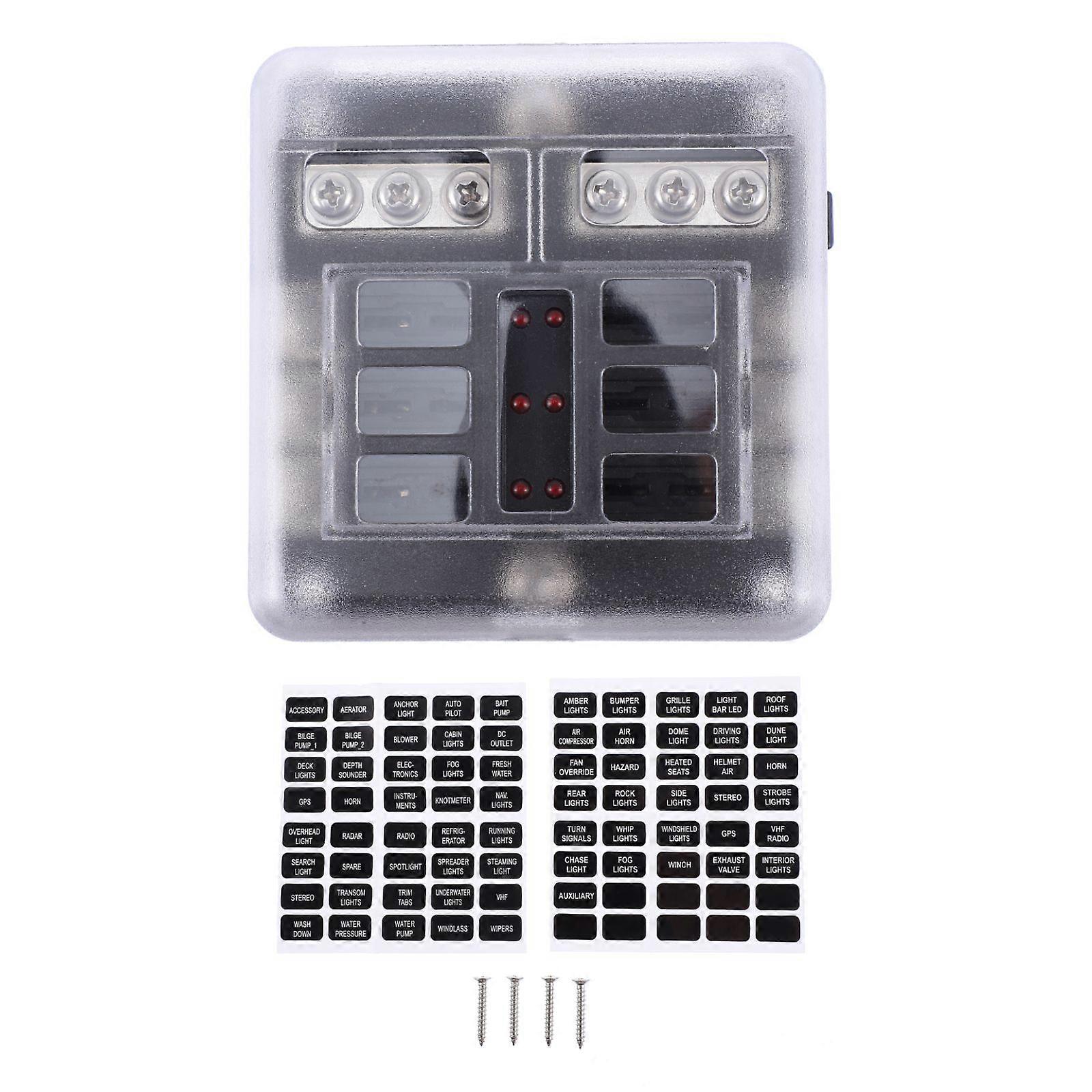 1 Set 6 Ways Circuit Fuse Block Fuse Holder Negative Fuse Box RV Fuse Holder