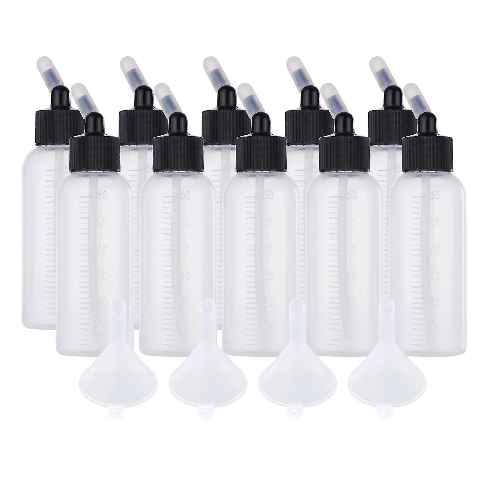 10pcs 65ml Airbrush Paint Bottle Jars Dual Action Siphon Feed Air Brush Airbrushing Accessories with 4pcs Funnel Scale Line Rubber Caps Compatible wit