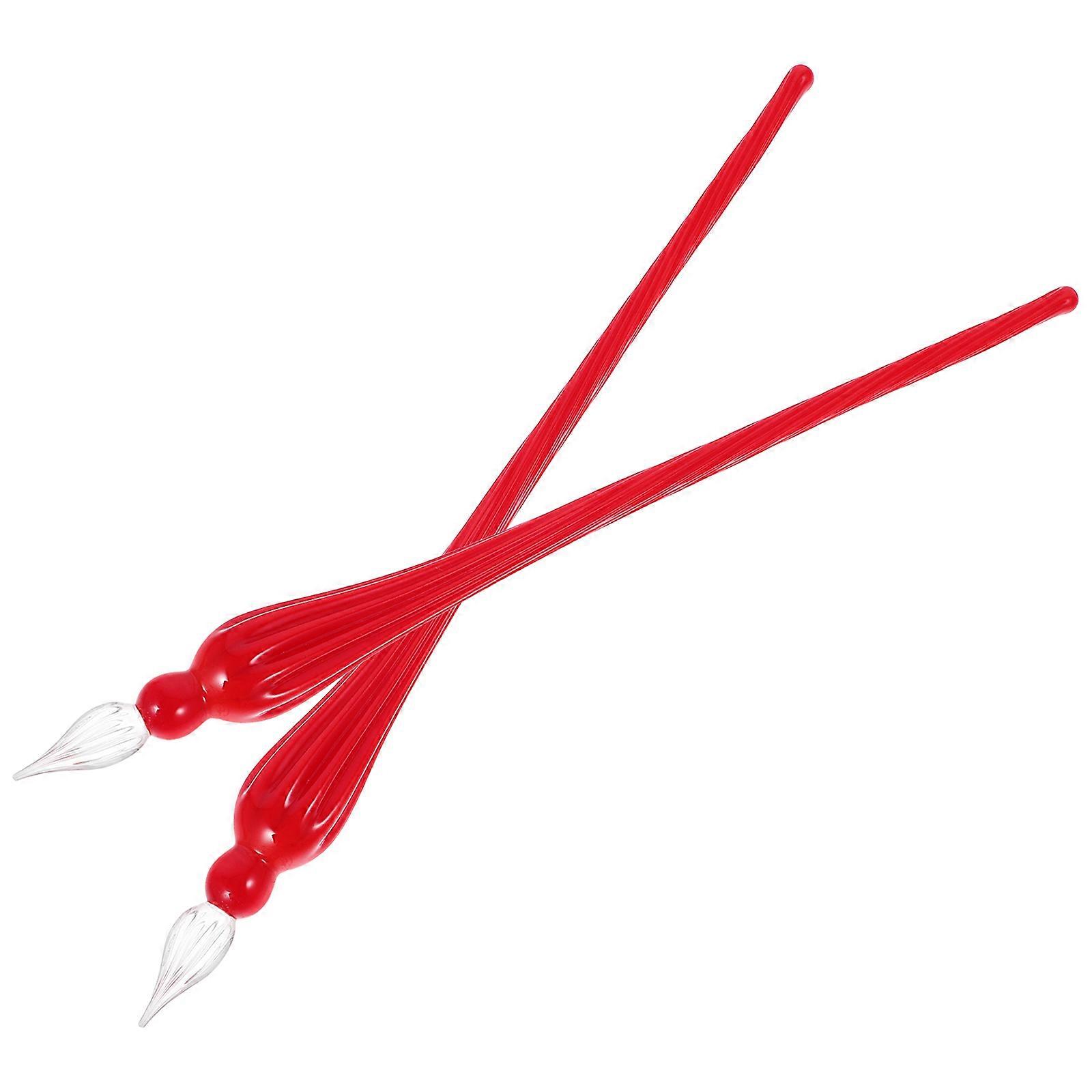 Glass Calligraphy Pen for Writing 2Pcs Red Stylish Glass Dip Pen
