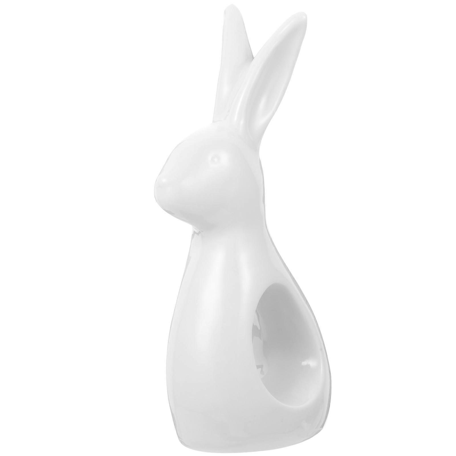 Ceramic Bunny Figurines Rabbit Ornament for Desktop 3Pcs Porcelain Decor