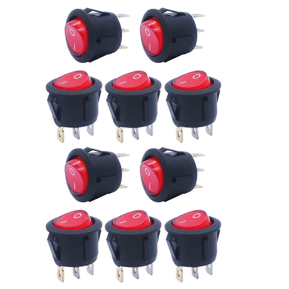 10pcs 3 Foot 2 Stalls with Light KCD1-105 Power Switch Rocker Ship Type Circular Wave for Various Ap