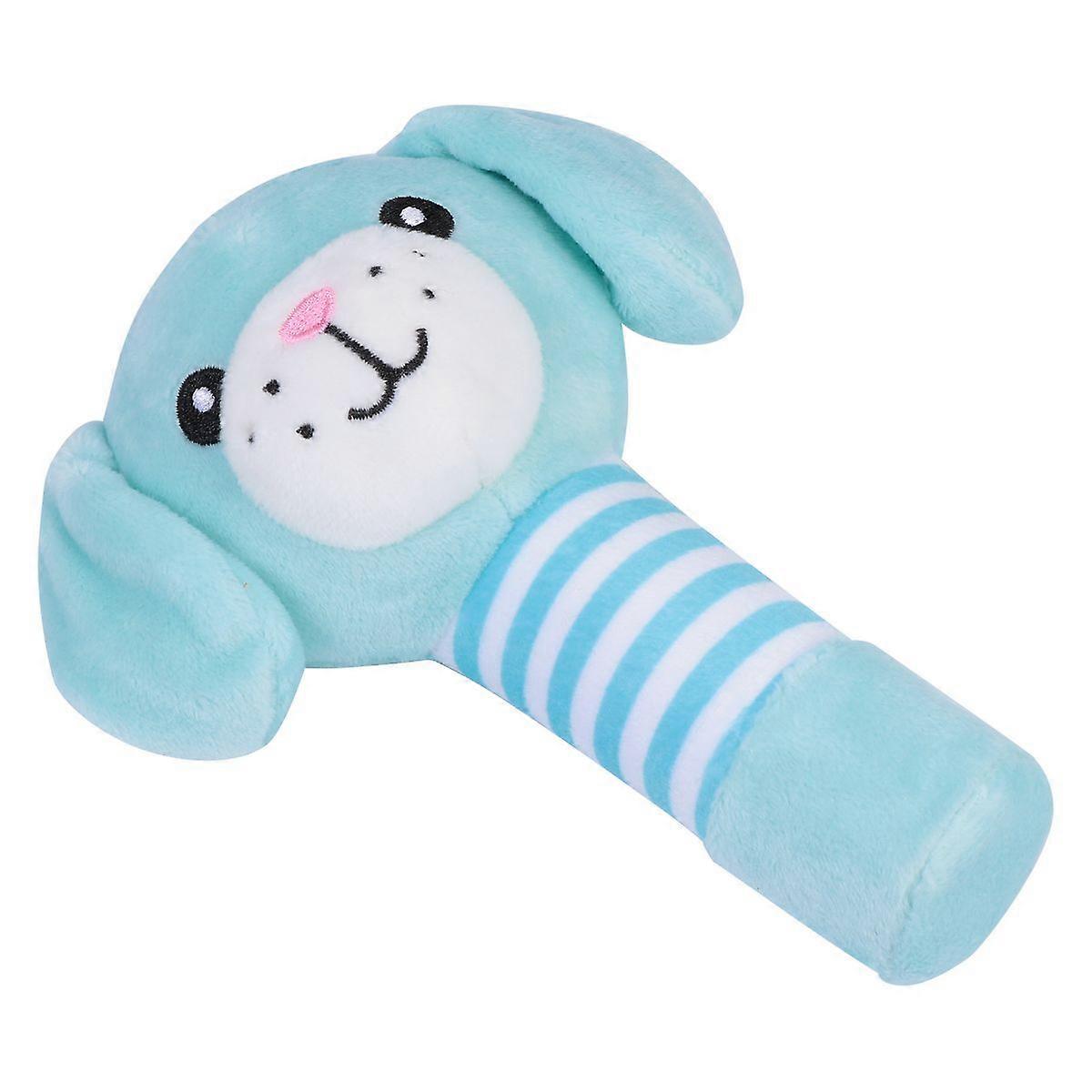 Small Handle Baby Toy Rattles for Kids Playing Blue Plush
