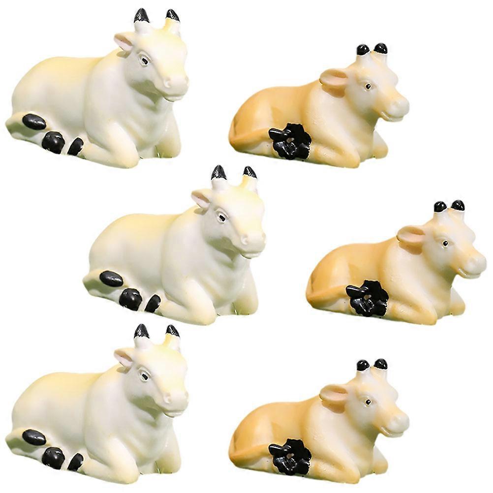 Realistic Cow Models 6Pcs Mini Cow Shape Made Of Resin Perfect For Indoor Decoration