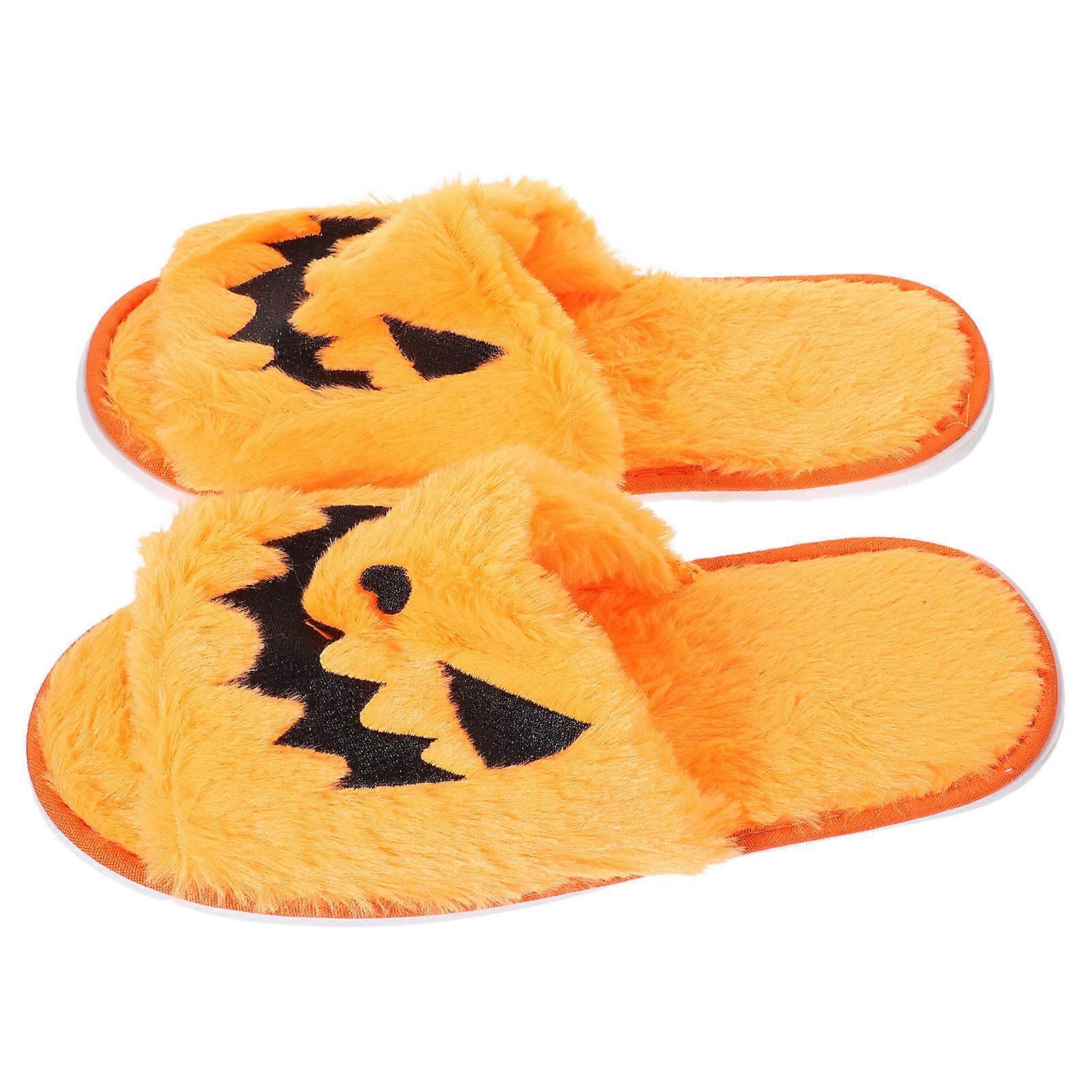 Halloween Slippers Pumpkin Shape Non-Slip Warm Comfortable Orange 25.0CM 1 Pair