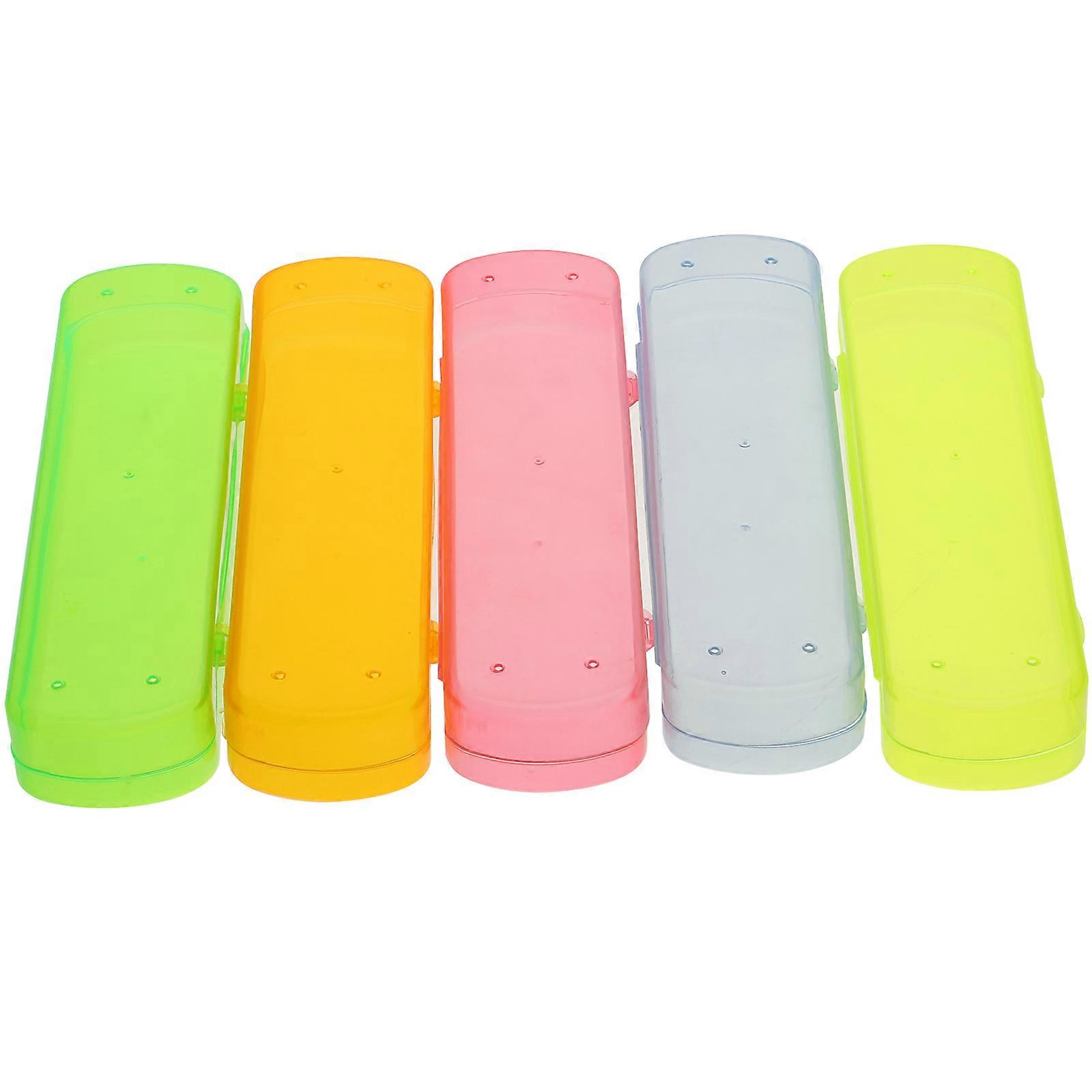 Toothbrush Protective Case Rectangular Shape Candy Color Storage for Daily Use Business Trip 21.00x5.50x3.50cm Dust Protection 5Pcs