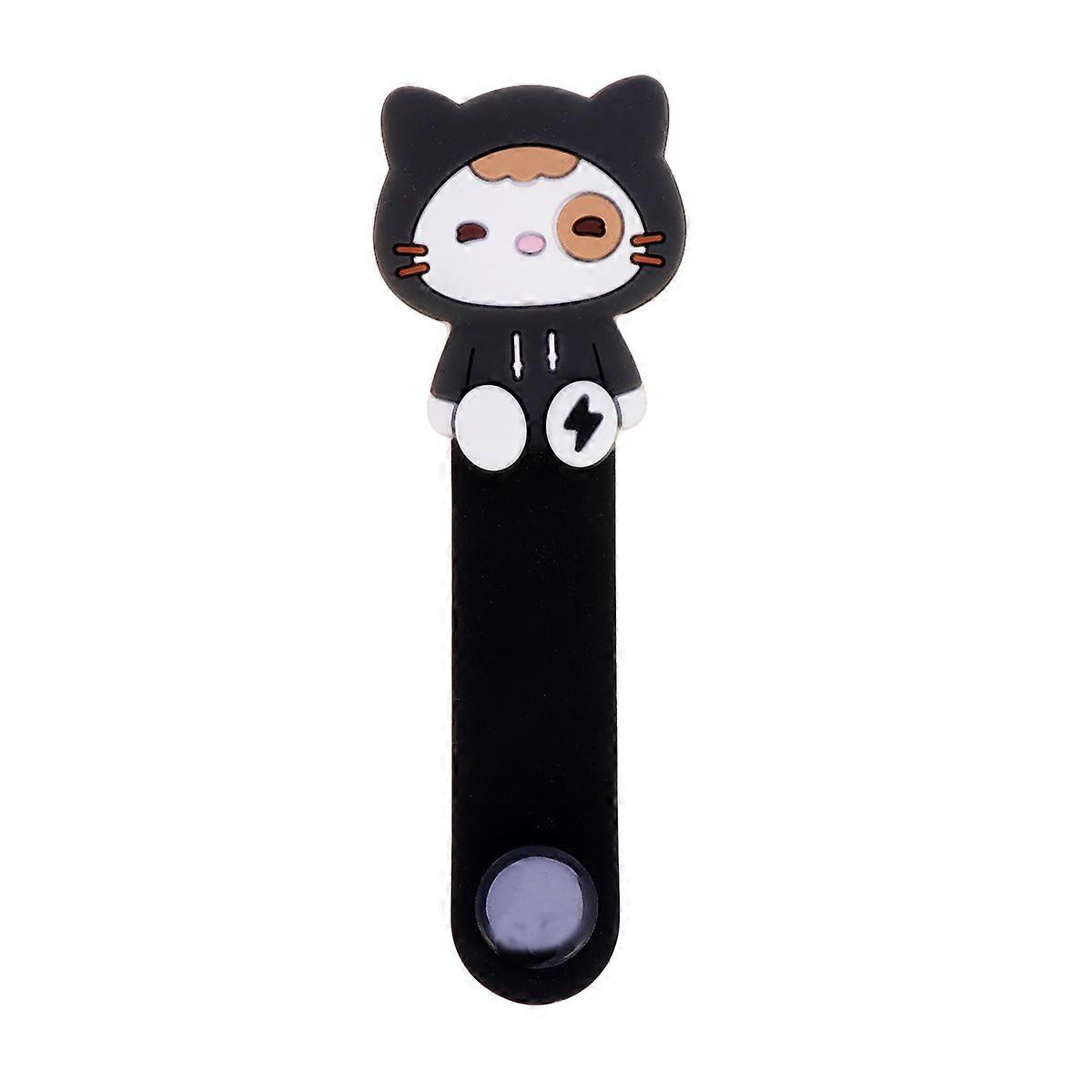 Data Line Protective Case Silicone Earphone Winder for 3Pcs Black Design