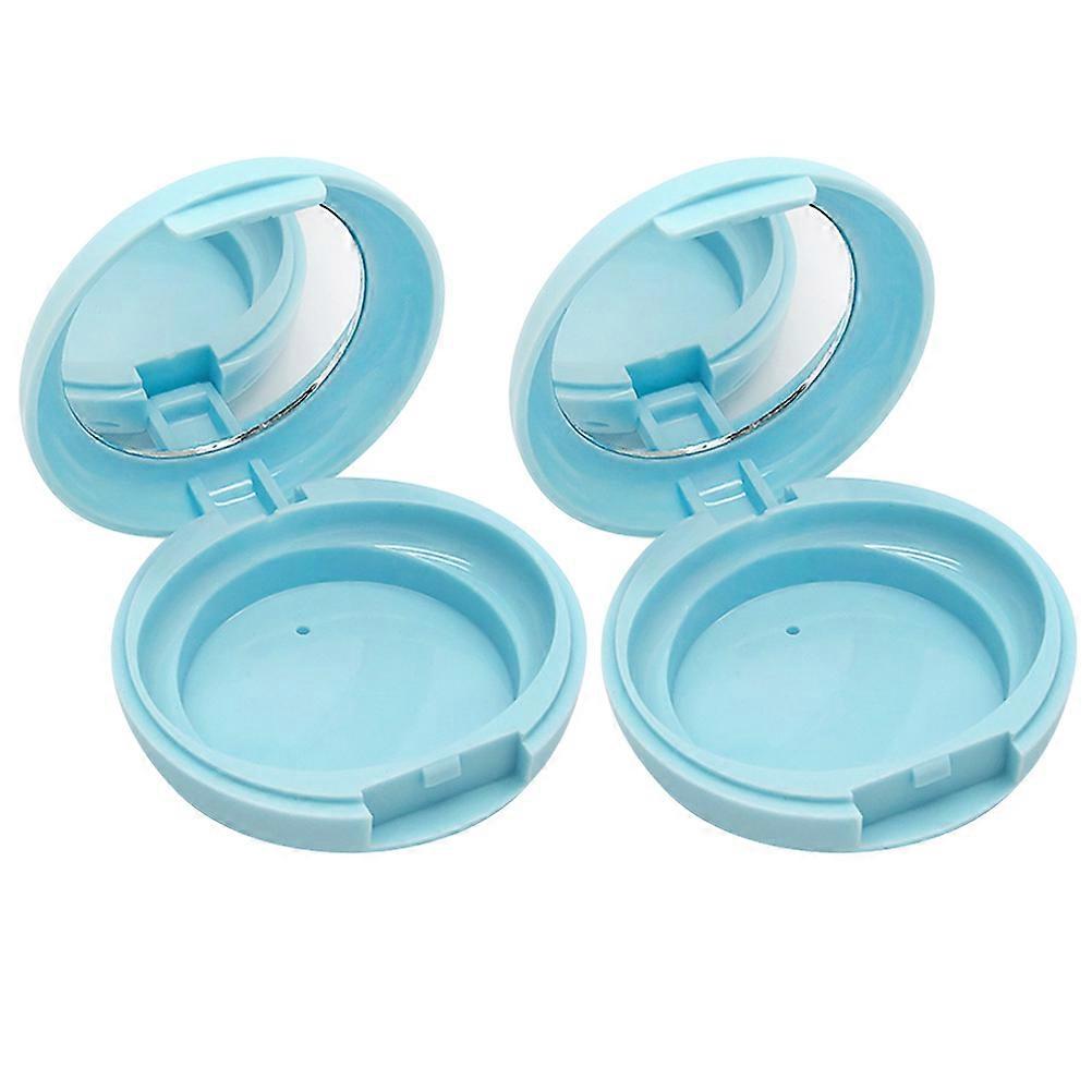Cosmetic Container Refillable Powder Box for Makeup Use 2Sets Blue