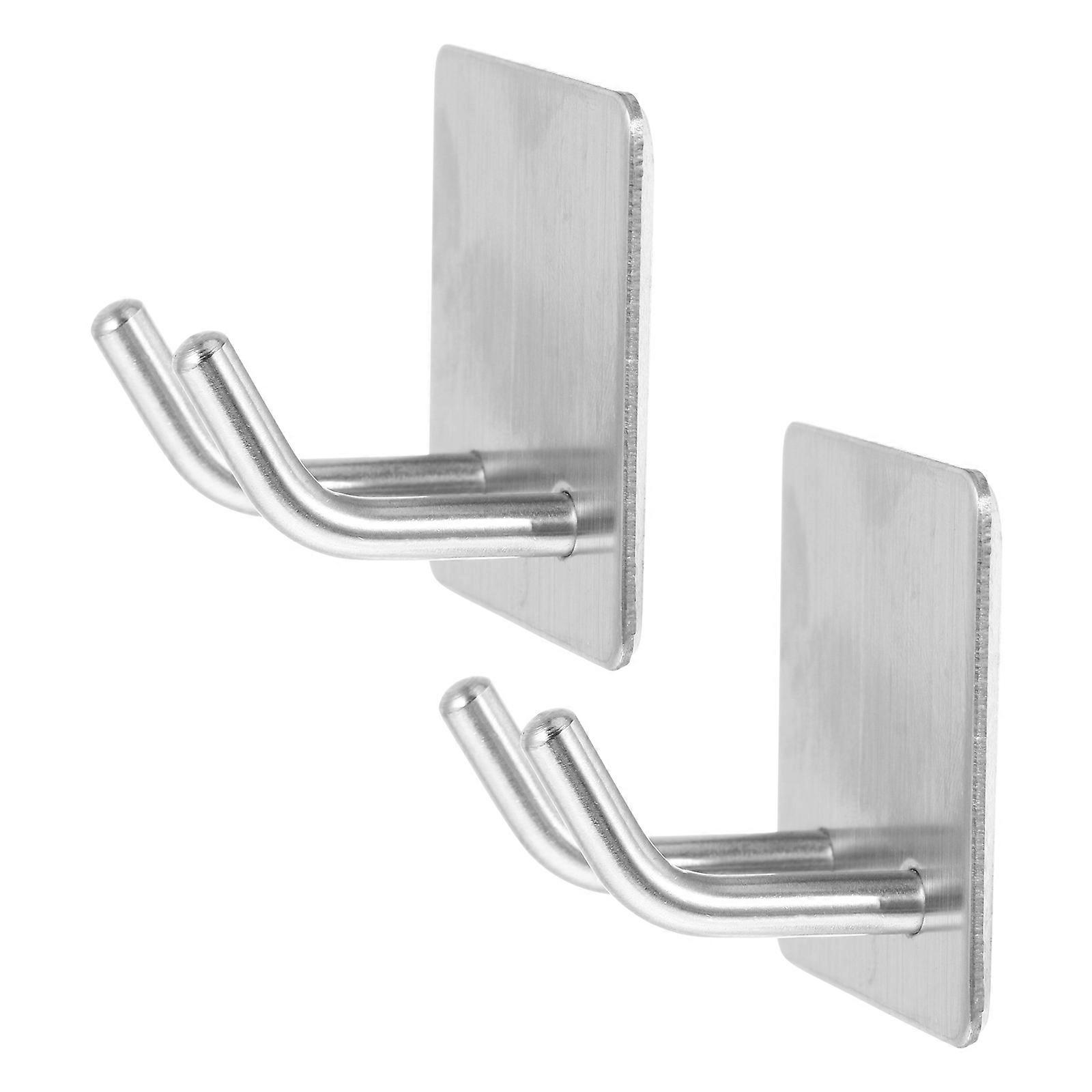 Strong Sticky Stainless Steel Hooks Wall Hanging Hooks 2Pcs for Home