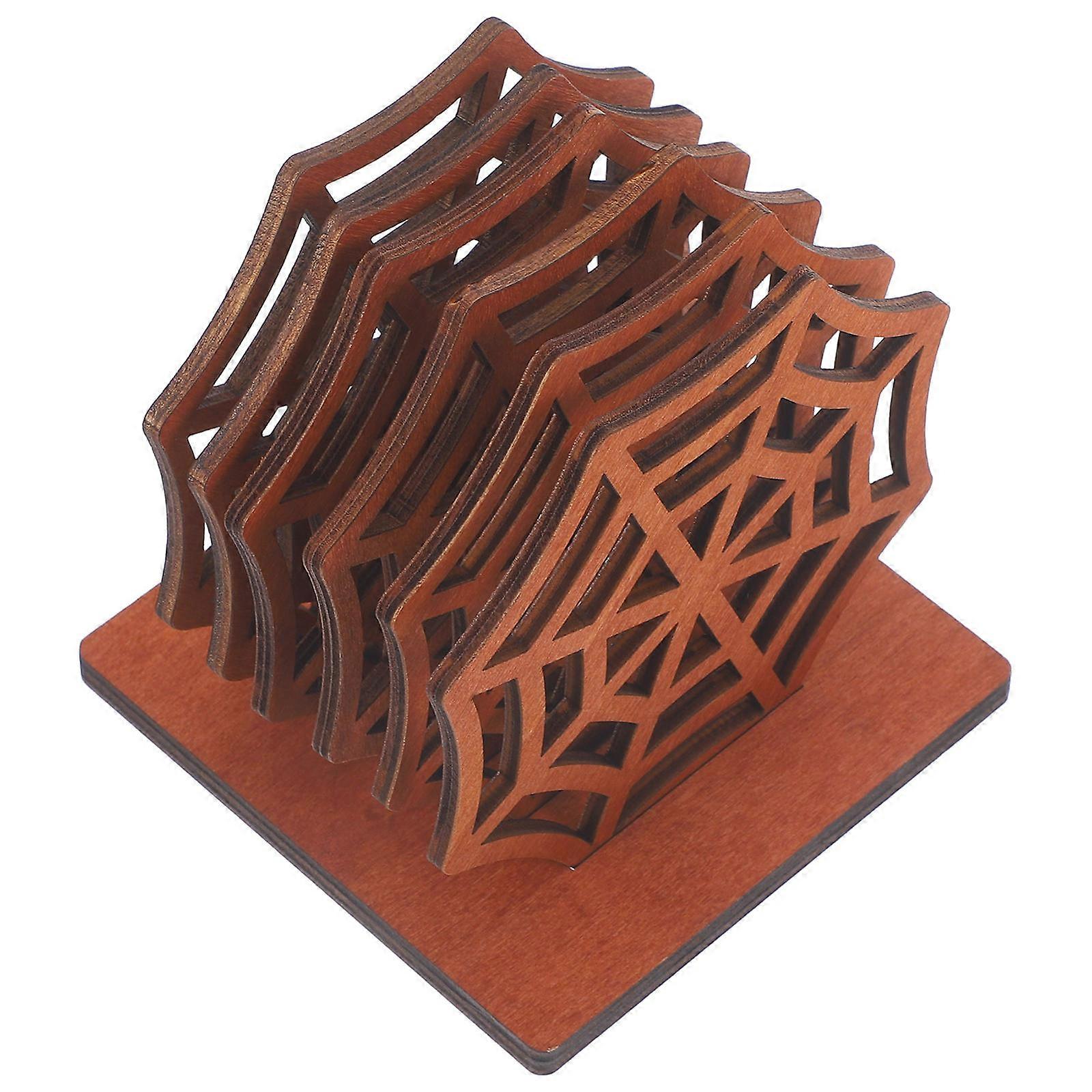 Brown Wooden Halloween Coasters for Party Use 4Sets
