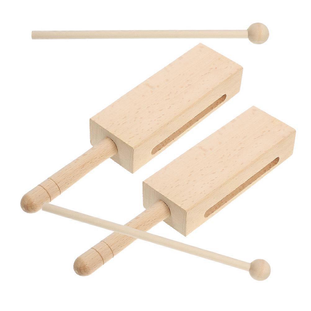Wooden Block Percussion Instrument For Music Lovers 4 Sets Khaki Crafted For Percussion Sound Production