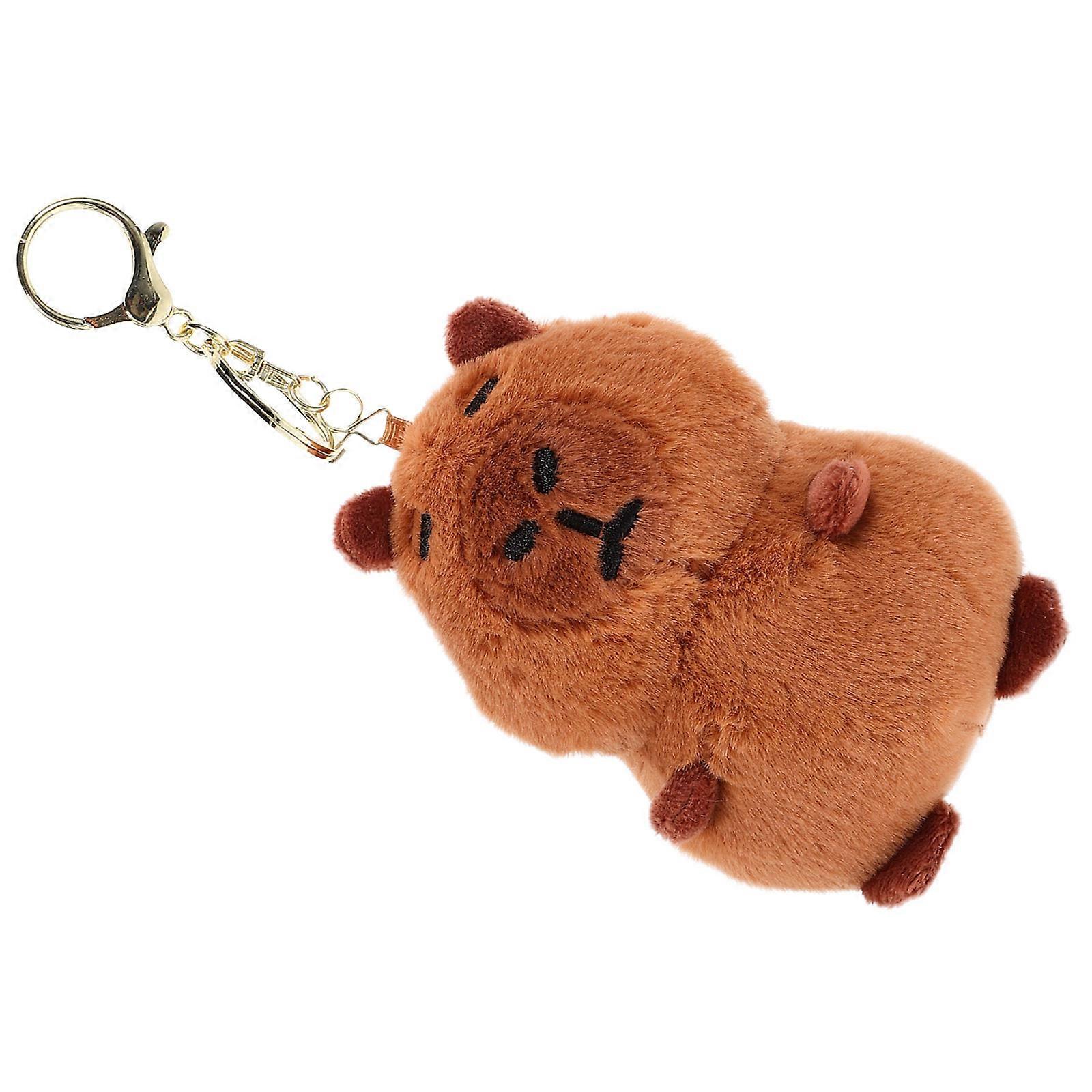 Plush Capybara Ornament for Decor with 2Pcs Stuffed Key Chain Backpack Hanging Charms