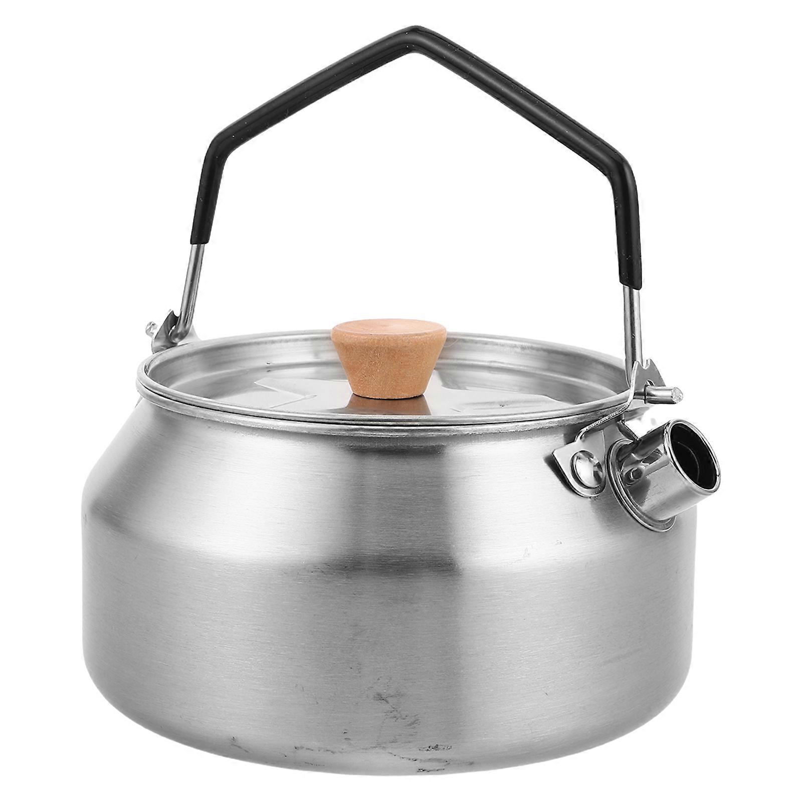 Portable Camping Kettle Silver Stainless Steel with Quick Boil Feature for Kitchen Use