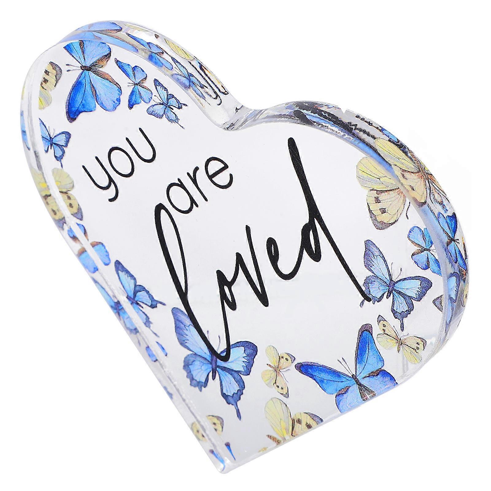 Heart Acrylic Sign for Decorating 2Pcs Inspirational Desk Acrylic Keepsakes