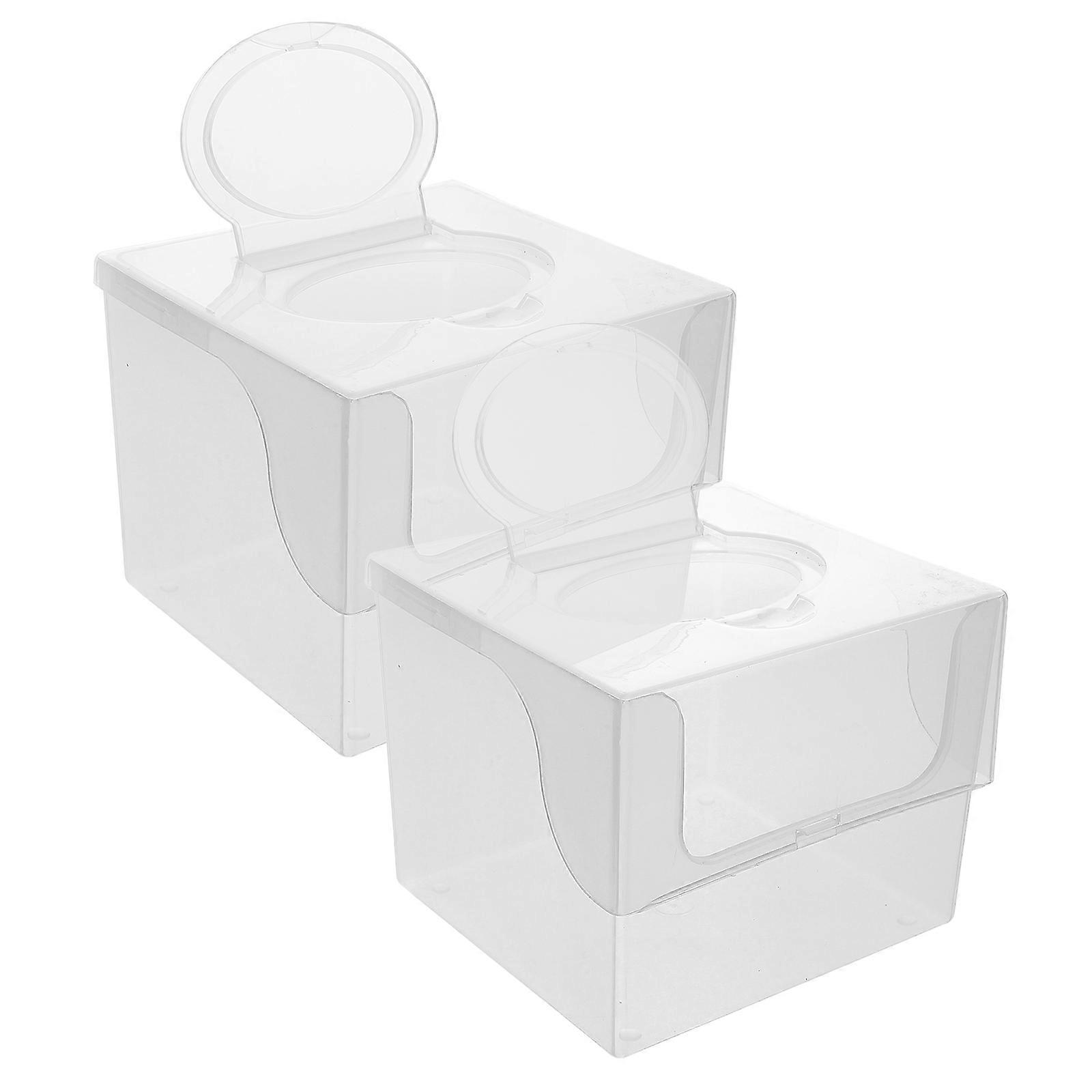 Transparent Plastic Disposable Facial Towel Storage Box for 4Pcs