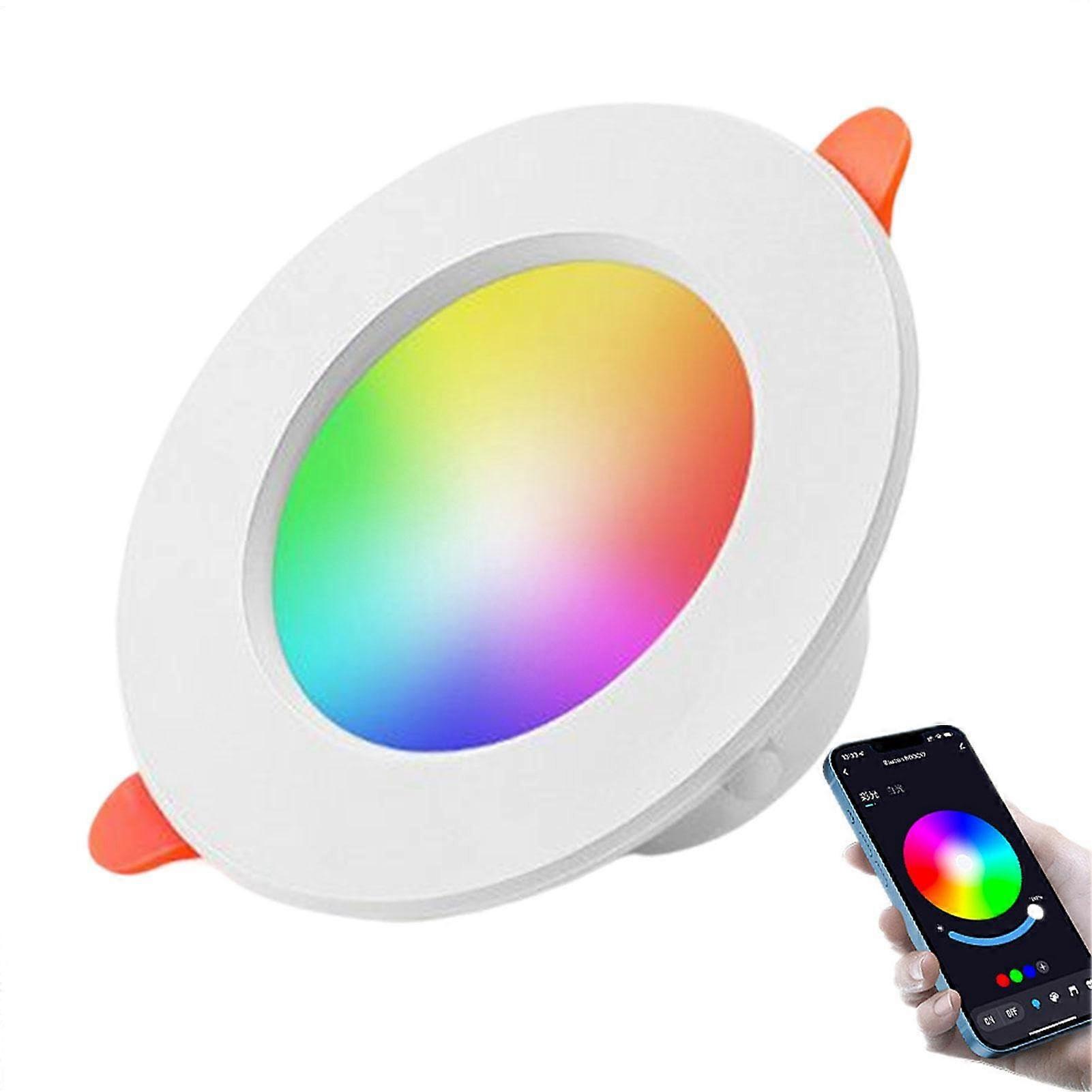Downlights for Ceiling, Smart Recessed Lighting, 4Inch Wireless RGB LED, 10W RGBCW, 2700K6500K, Simple Dialog Control