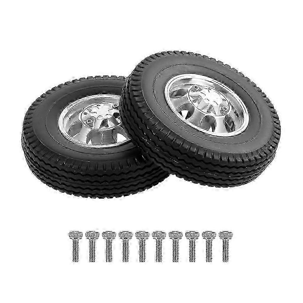Realistic RC Crawler Rubber Rear/Front Wheel Tire Hub Set of 2Pcs for 1/14 Scale Model Interior Remote Control Tamiya