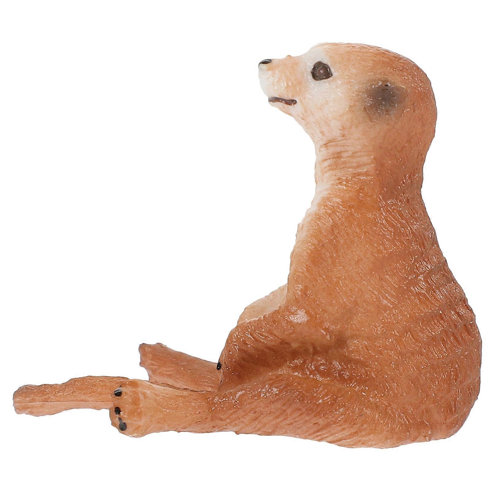 Plastic Meerkat Figurine Simulation Animal Model for Decor Light Brown