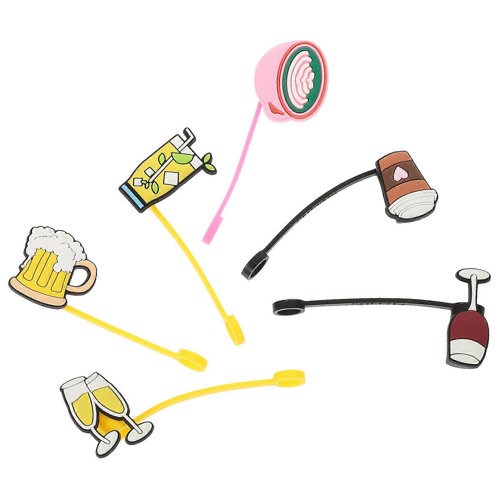 Silicone Straw Cover Caps 6Pcs Protect Drinking Straw Assorted Color Dust-Proof Suitable For Children Families Parties