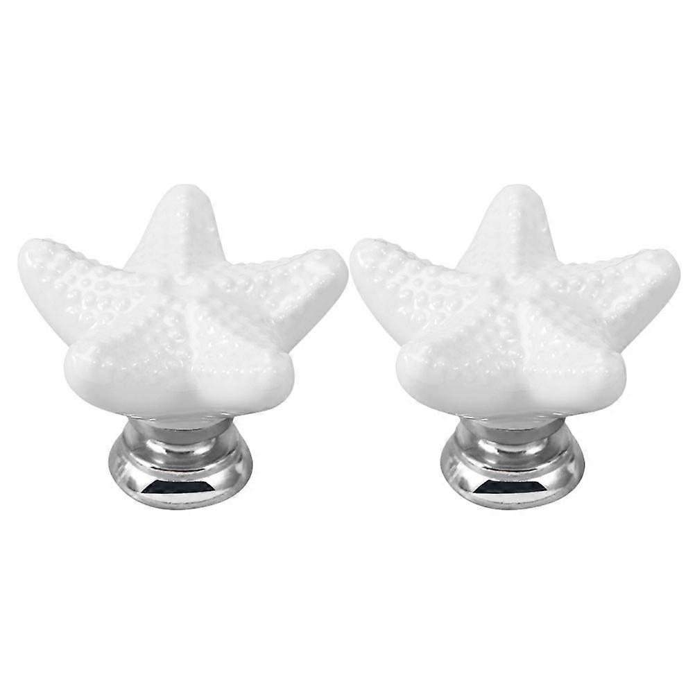 Cupboard Pull Knob Ceramic Handle for Cabinet Furniture 4Pcs White