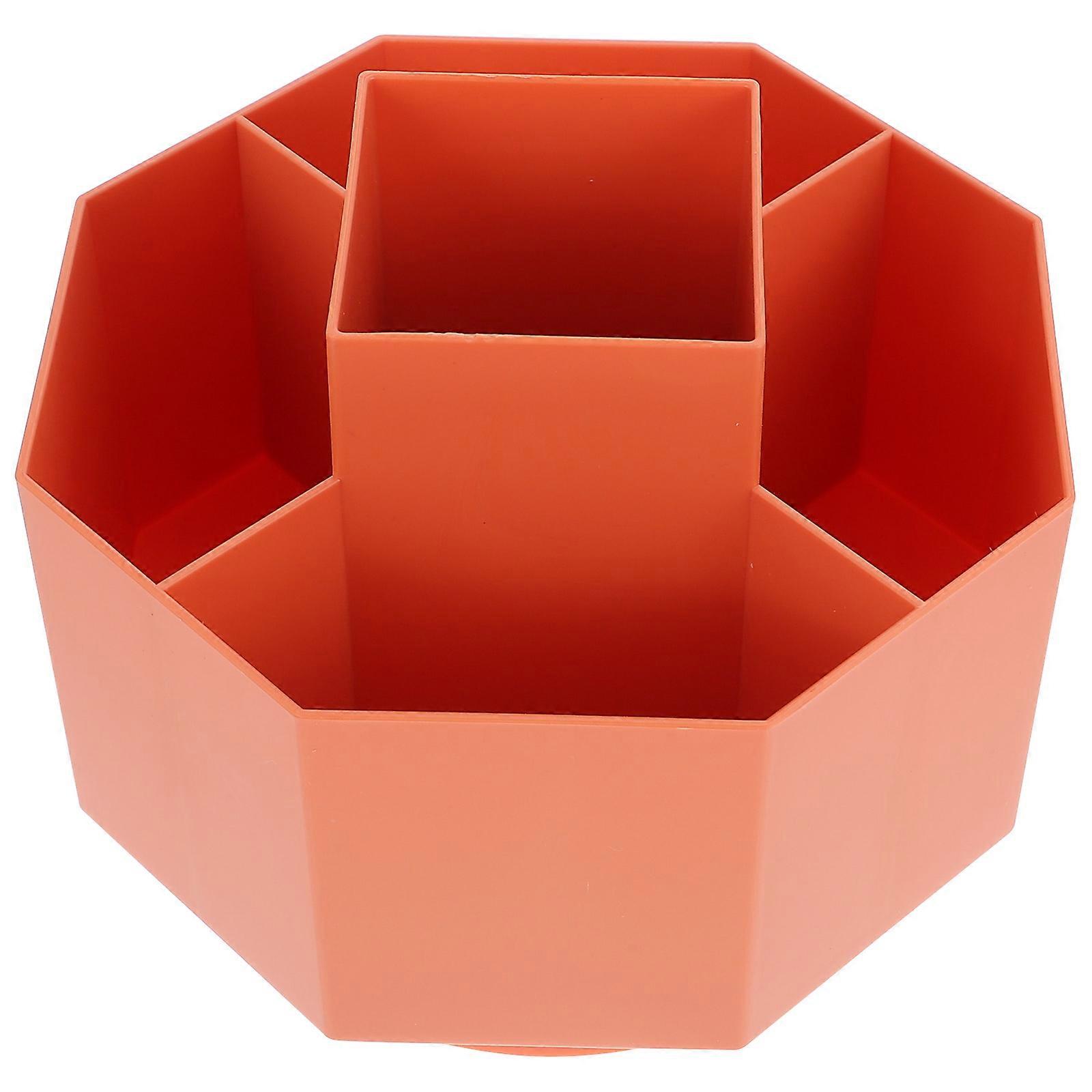 Plastic Desktop Pen Holder Organizer for Storage Use 2Pcs Orange