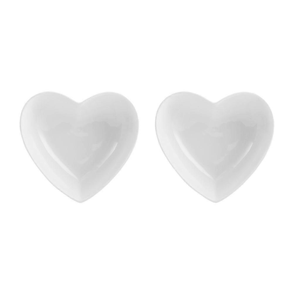 Flavor Dish Ceramic Heart Shape for Snacks 6Pcs White Mini Plates